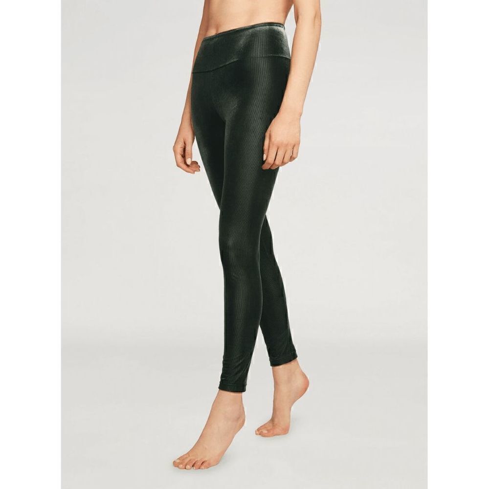 NWT Wolford Esmeralda Leggings Dark Green Velvet L